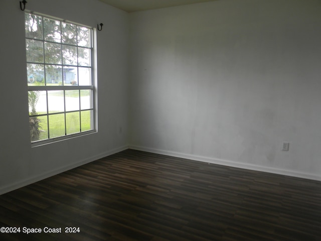 unfurnished room with dark wood-type flooring and a wealth of natural light