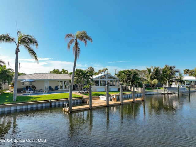 dock area featuring a water view