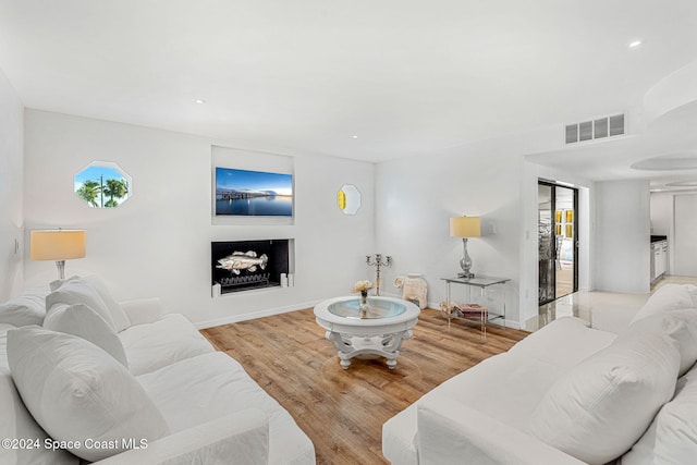 living room with light wood-type flooring