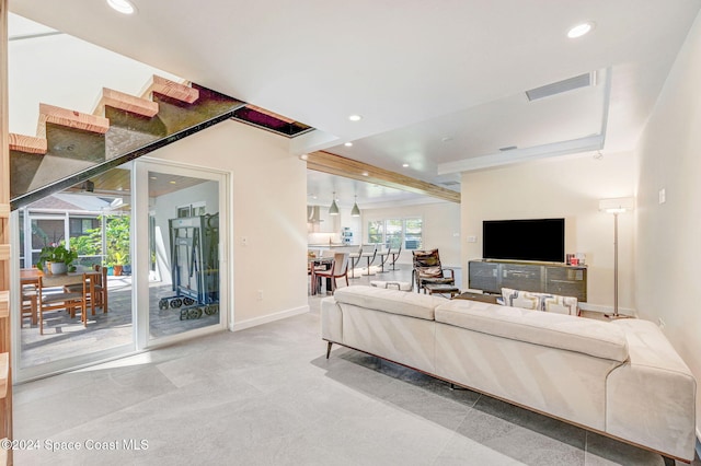 379 Hiawatha Way, Melbourne Beach, FL 32951 - living room featuring recessed lighting and baseboards