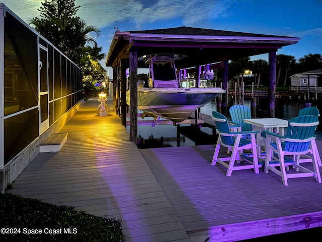 379 Hiawatha Way, Melbourne Beach, FL 32951 - dock featuring boat lift