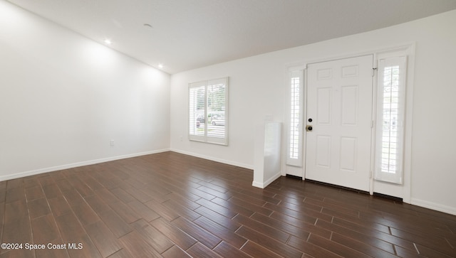 entryway with dark hardwood / wood-style flooring and plenty of natural light