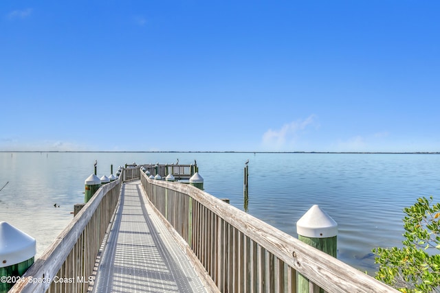 view of dock featuring a water view