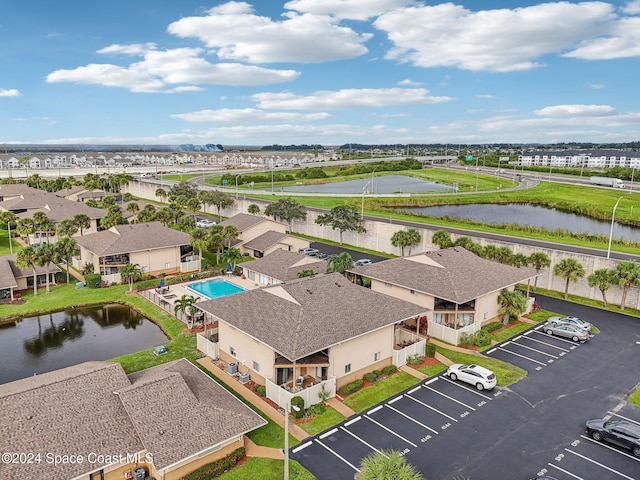 bird's eye view featuring a water view