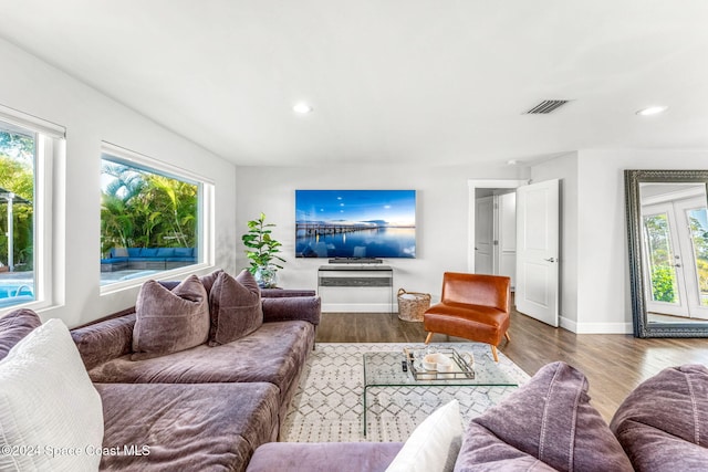 living room with light wood-type flooring