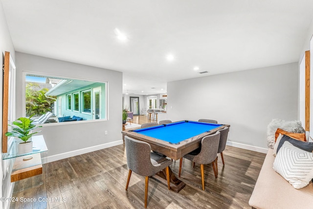 playroom featuring wood-type flooring and billiards