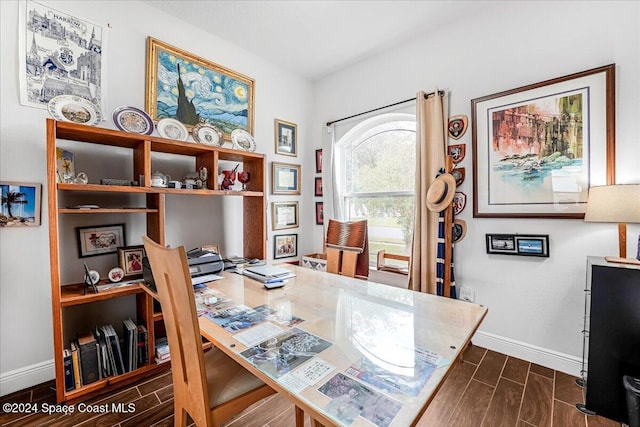 office featuring dark wood-type flooring