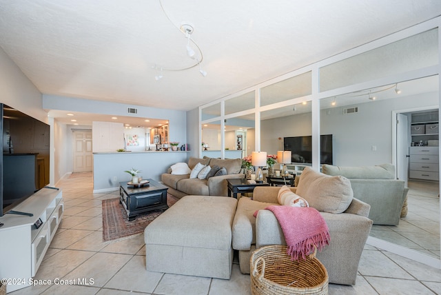 view of tiled living room