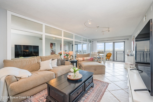 view of tiled living room