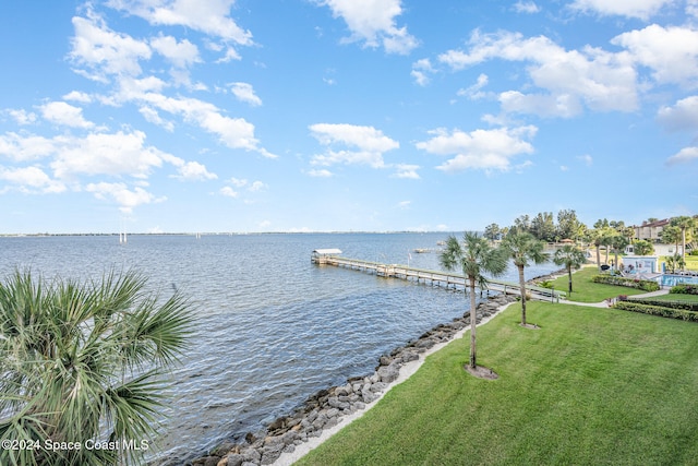 water view featuring a boat dock