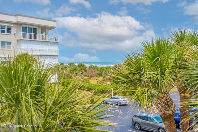 exterior space featuring a water view