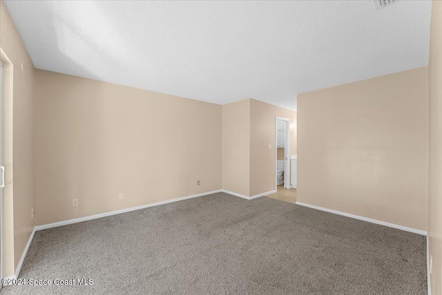 unfurnished room featuring light colored carpet and a textured ceiling