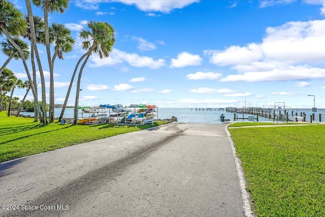 water view featuring a boat dock