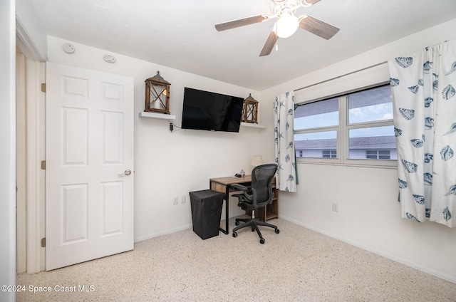 home office featuring ceiling fan