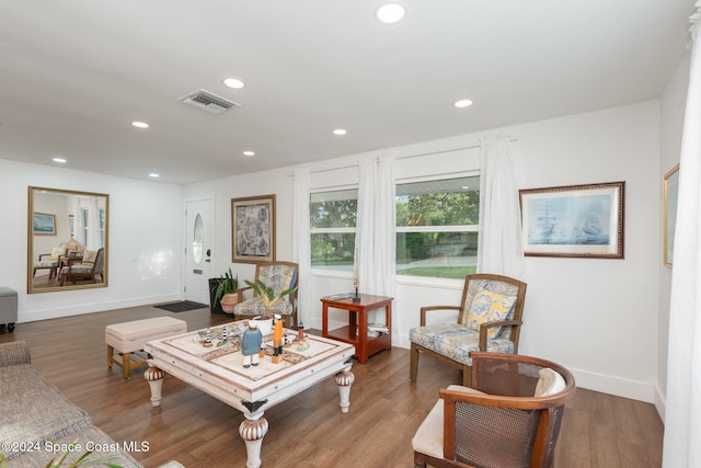 living room with hardwood / wood-style floors