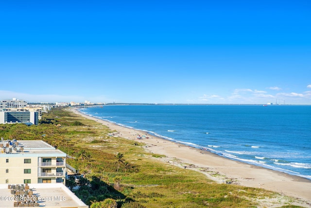 view of water feature featuring a beach view