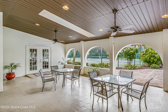 view of patio / terrace featuring french doors and ceiling fan