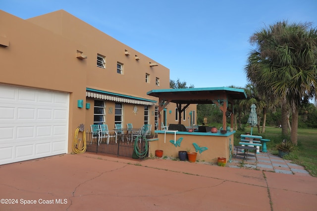 exterior space featuring a garage