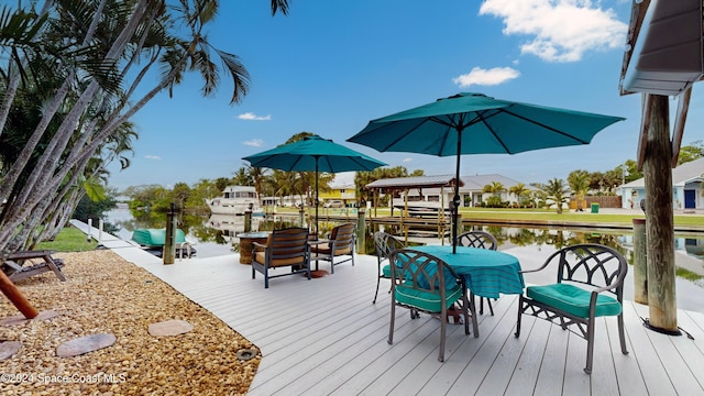 491 Indian Creek Dr, Cocoa Beach, FL 32931 - deck with a boat dock and a water view