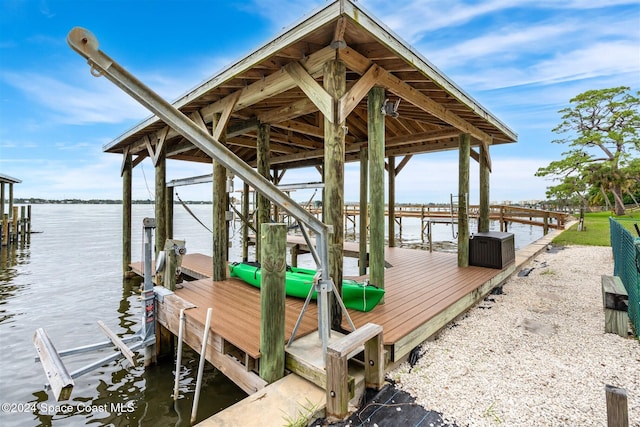 view of dock featuring a water view