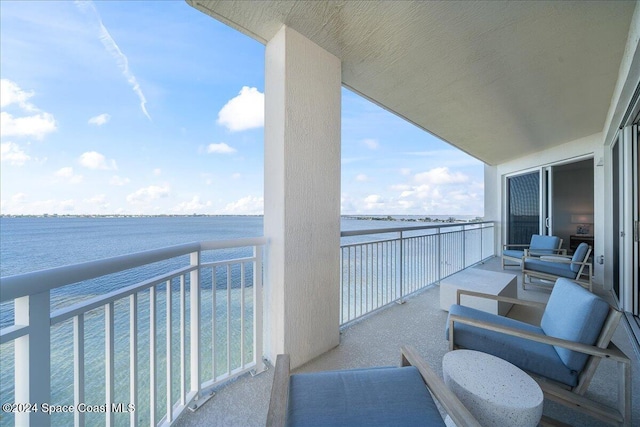 balcony with a water view