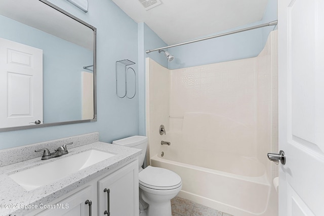 2122 Spring Creek Cir NE, Palm Bay, FL 32905 - bathroom with toilet, vanity, washtub / shower combination, and tile patterned floors
