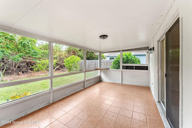 view of unfurnished sunroom