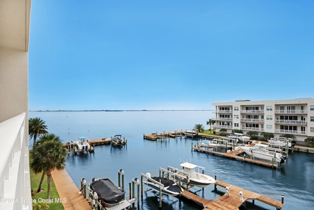 view of dock featuring a water view