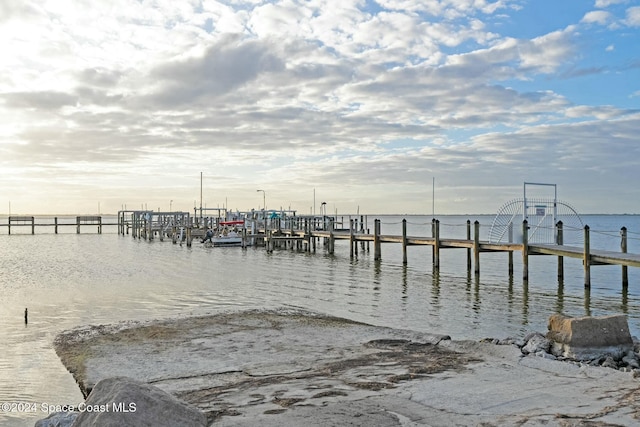 view of dock featuring a water view