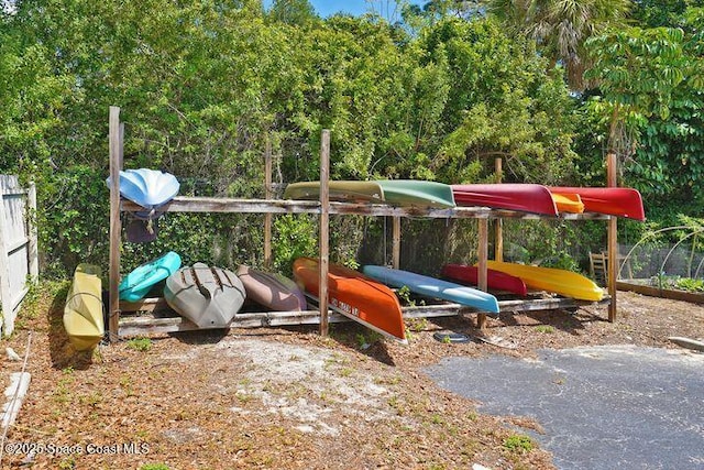 view of play area with fence