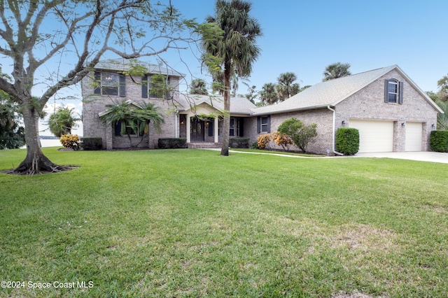 view of front of property with a front lawn