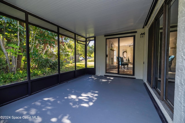 view of unfurnished sunroom