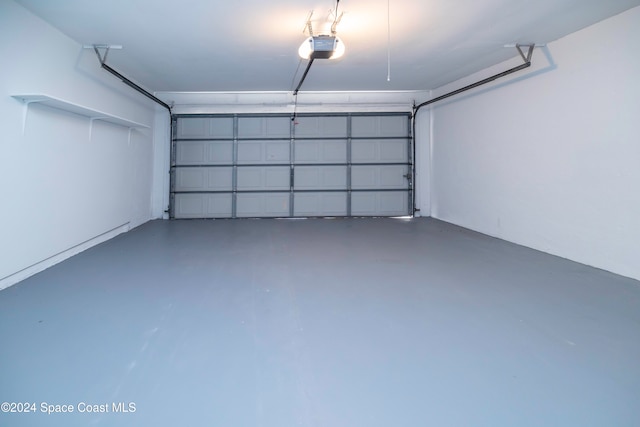 garage with a garage door opener