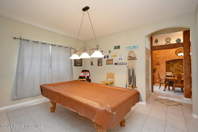 game room with tile patterned flooring and billiards