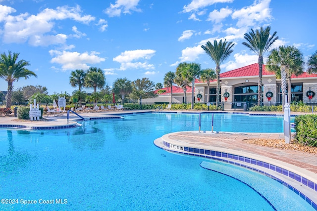 view of pool featuring a patio area