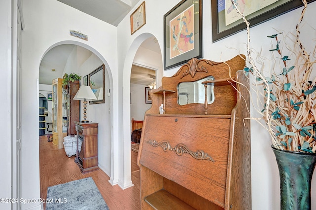 hall featuring light hardwood / wood-style floors