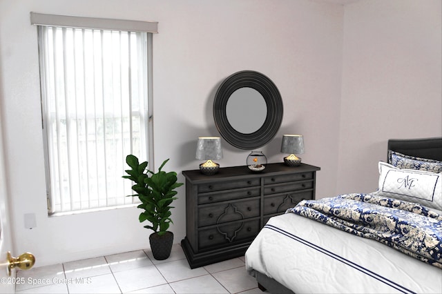 bedroom featuring light tile patterned floors