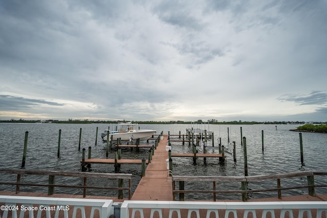 view of dock featuring a water view