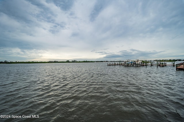 dock area featuring a water view