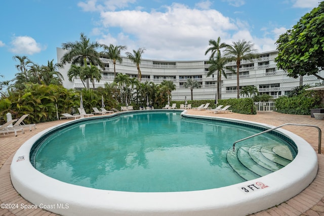 view of pool featuring a patio