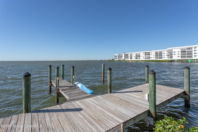 view of dock featuring a water view