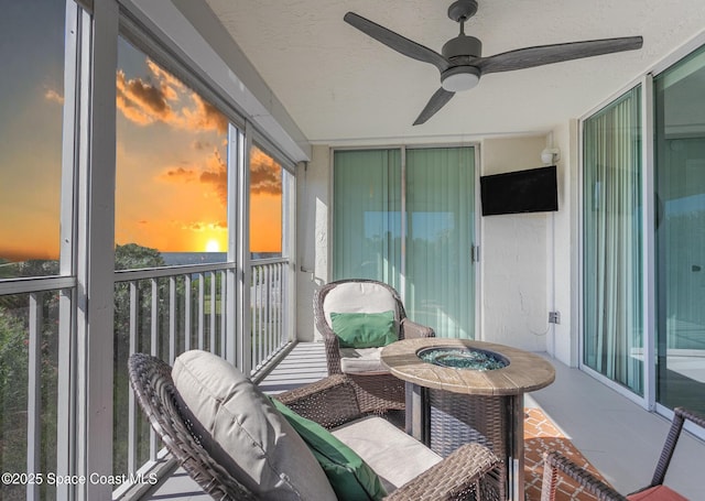 balcony with ceiling fan