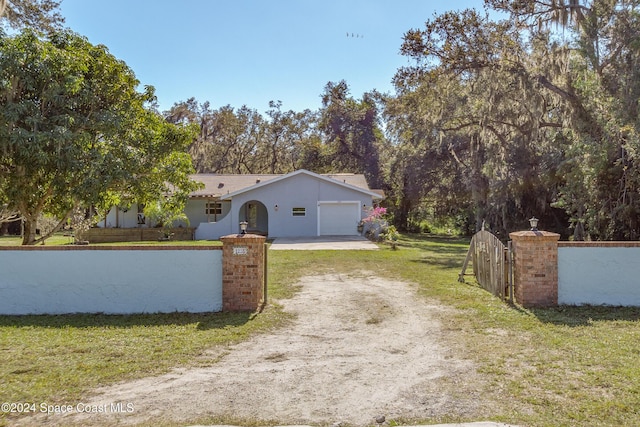 exterior space with a garage