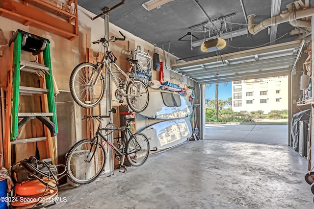 garage with a garage door opener