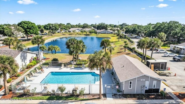 bird's eye view featuring a water view