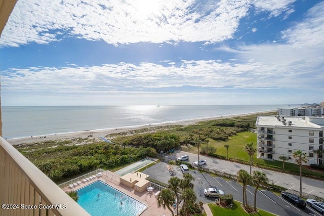 property view of water with a beach view