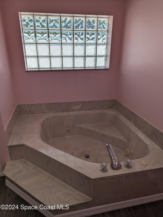 bathroom featuring a tub and a wealth of natural light