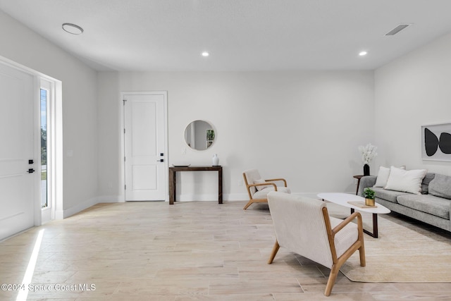 living room with light wood-type flooring