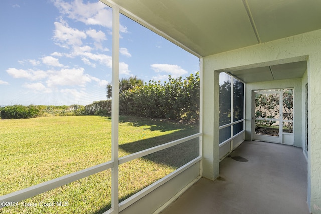 view of unfurnished sunroom