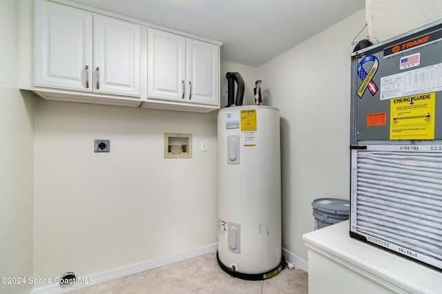 utility room with electric water heater and heating unit